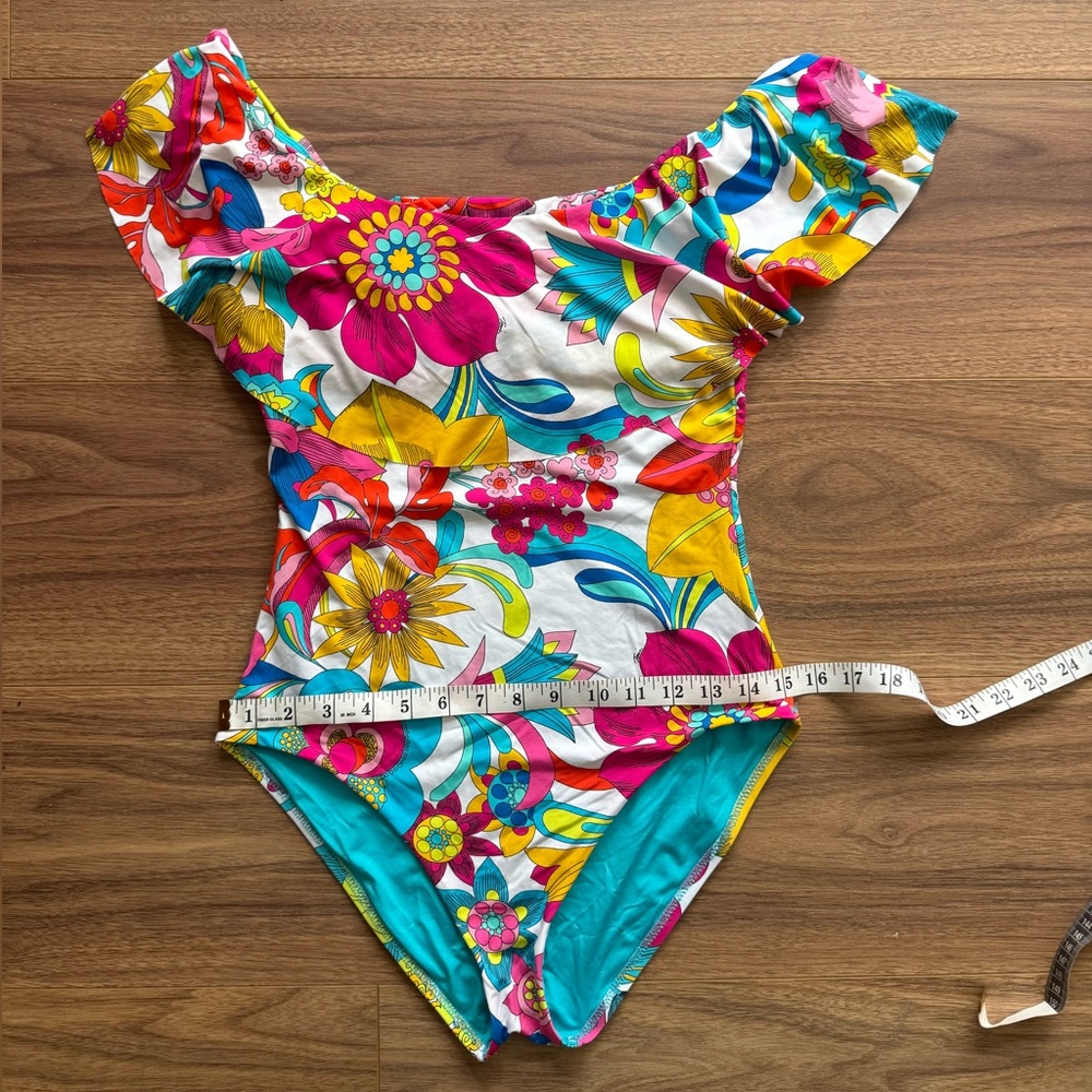 Trina Turk One Piece Swimsuit Womens XS/S Floral Multicolor Maximalist Vacation - Picture 7 of 9